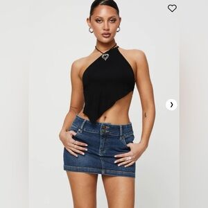 Princess Polly Faya Low Rise Denim Mini Skirt Dark Blue